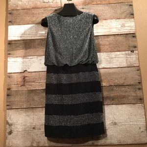 Evening Dress Sparkly Silver & Black